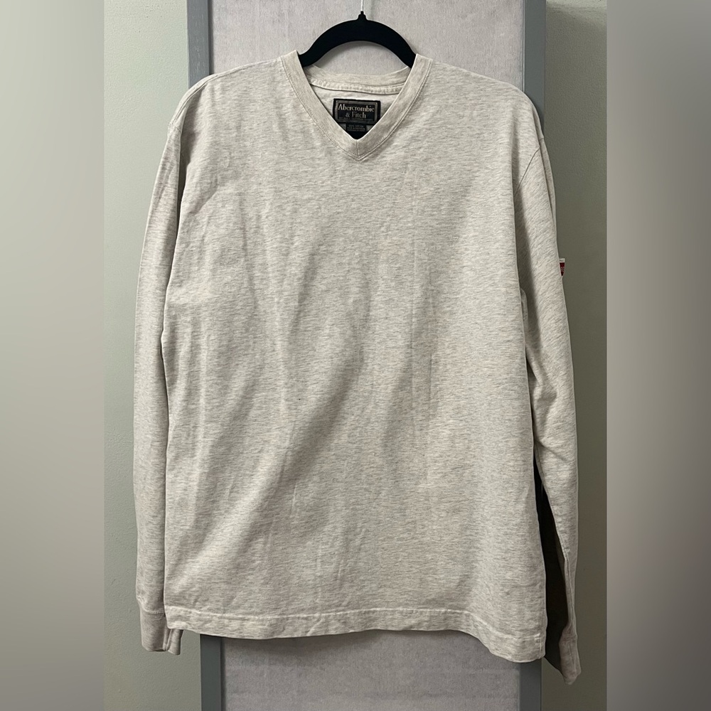 Vintage Abercrombie And Fitch Large Long Sleeve Cotton T-Shirt VTG Heather Grey